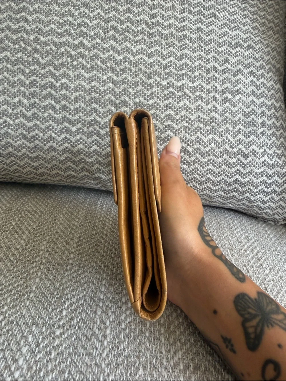 Vintage Celine Macadam Canvas & Tan Leather Bifold Wallet Coin Purse
